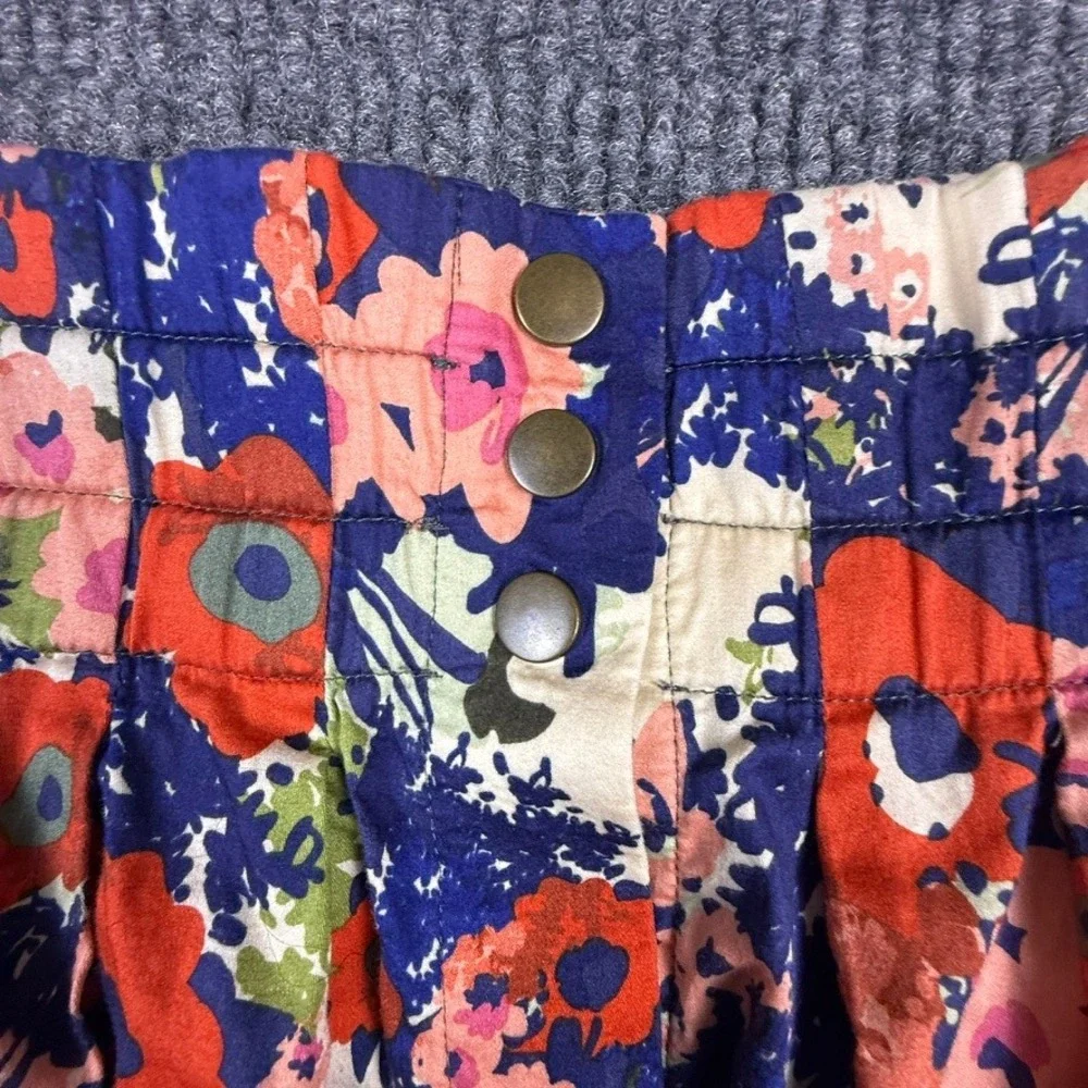 Parameter Floral Mini Skirt Womens 12 Blue Orange Pink Cotton Flare